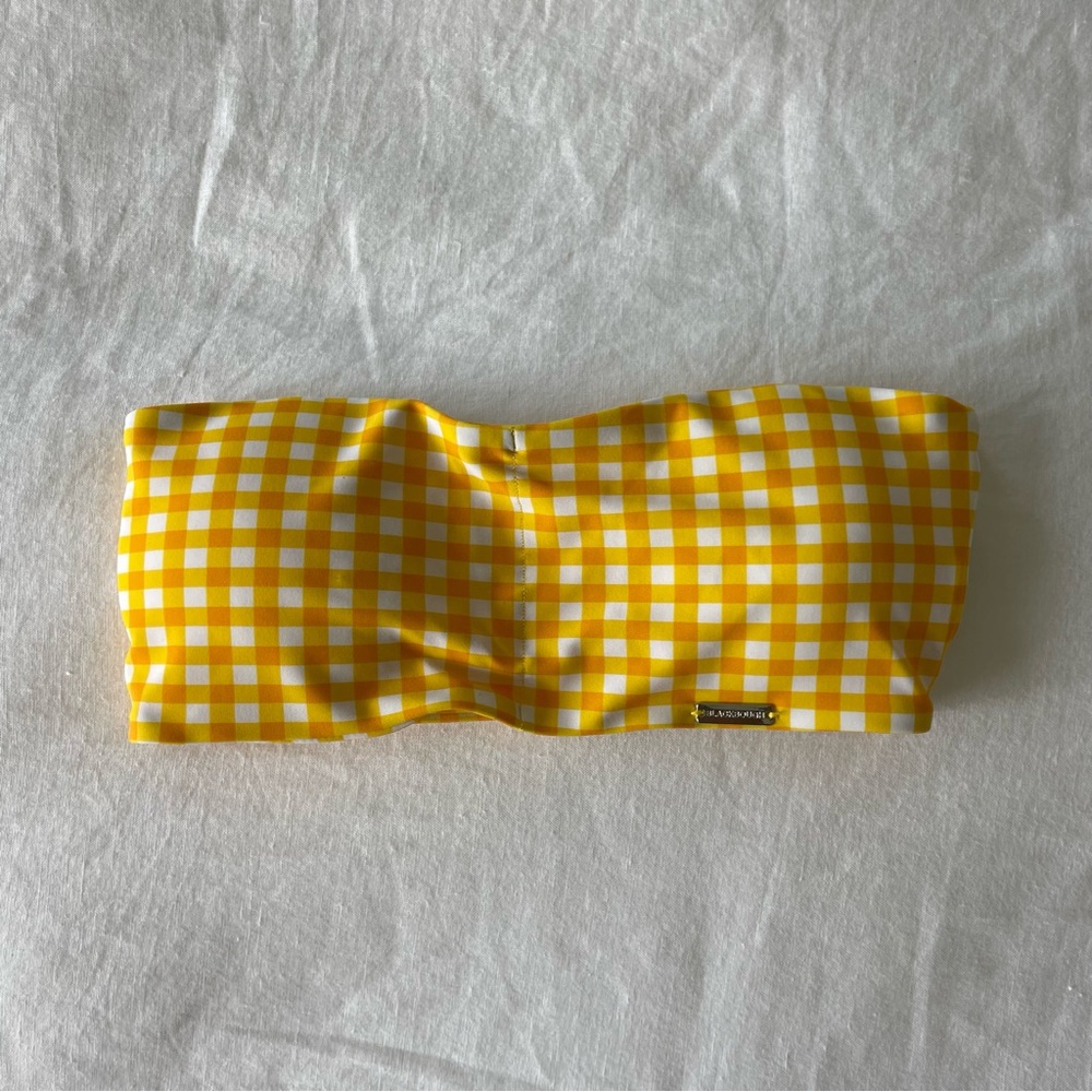 Blackbough yellow gingham strapless bikini top